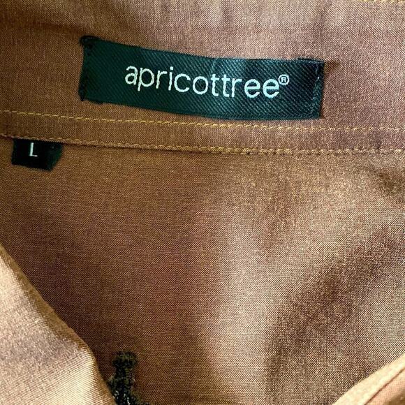 APRICOTTREE Men long sleeve shirt gorgeous blue and gold embroidery stretchy L - Picture 9 of 9